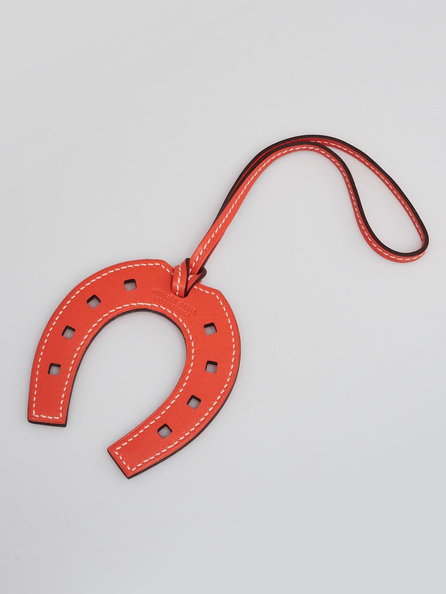 Hermes Poppy Orange Swift Leather Paddock Horseshoe De Sac Bag