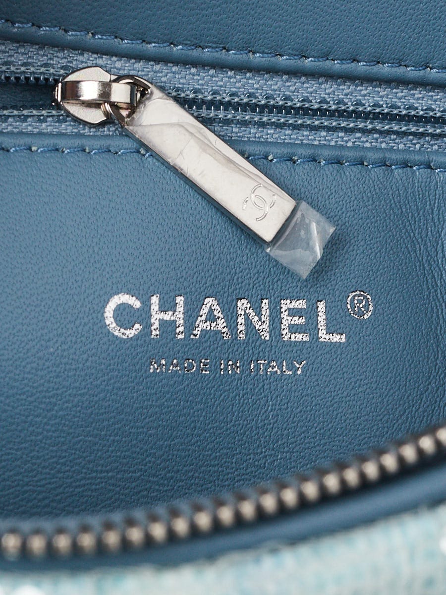 Chanel Light Blue Sequin Waterfall CC Waist Belt Bag