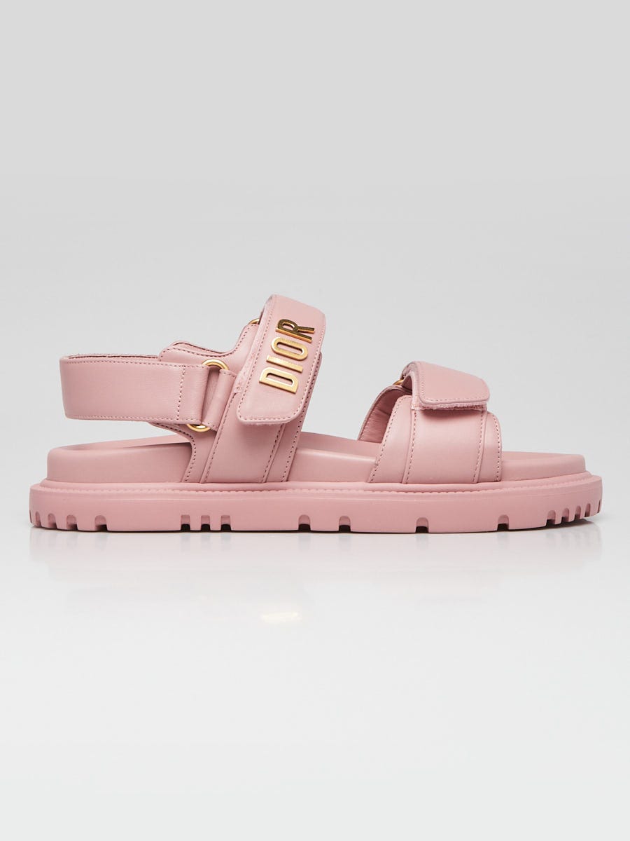 Christian Dior Pink Leather DiorAct Flat Sandals Size 5.5/36