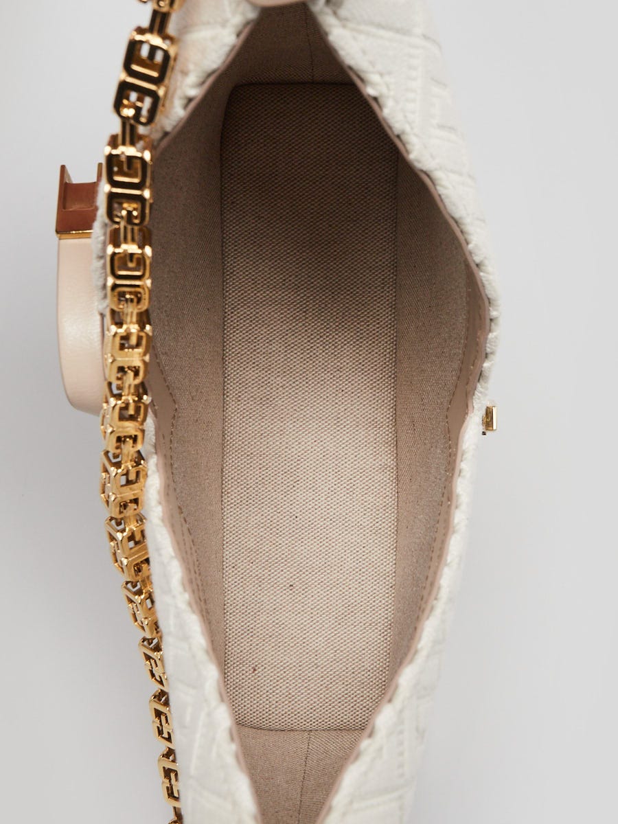送関込★GIVENCHY★チェーン キャンバスバッグ スモール★BEIGE Givenchy Natural Beige 4G Embroidered Canvas Mini Cut Out