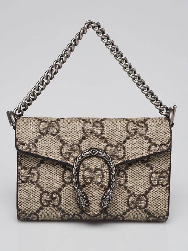 Gucci Beige/Ebony GG Supreme Canvas Dionysus Mini Wallet On Strap