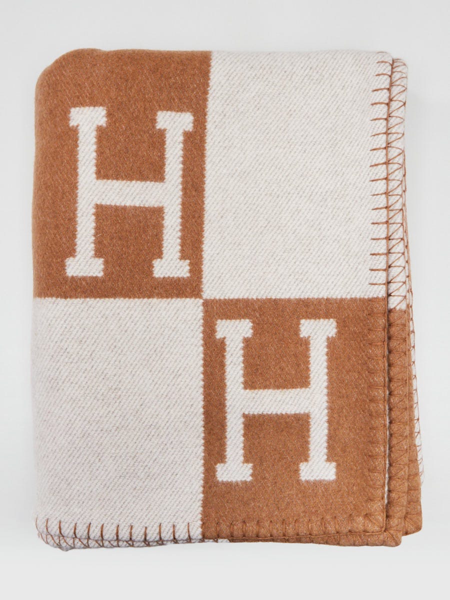 Avalon throw blanket Camel/White