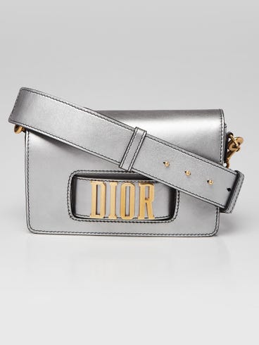 Christian Dior Metallic Silver Calfskin Leather Dio(r)evolution Flap Bag