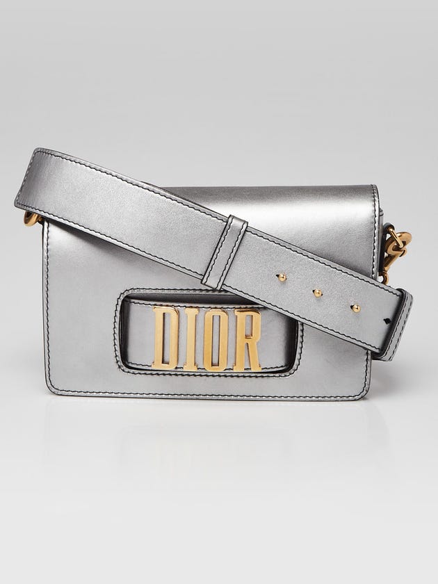 Christian Dior Metallic Silver Calfskin Leather Dio(r)evolution Flap Bag