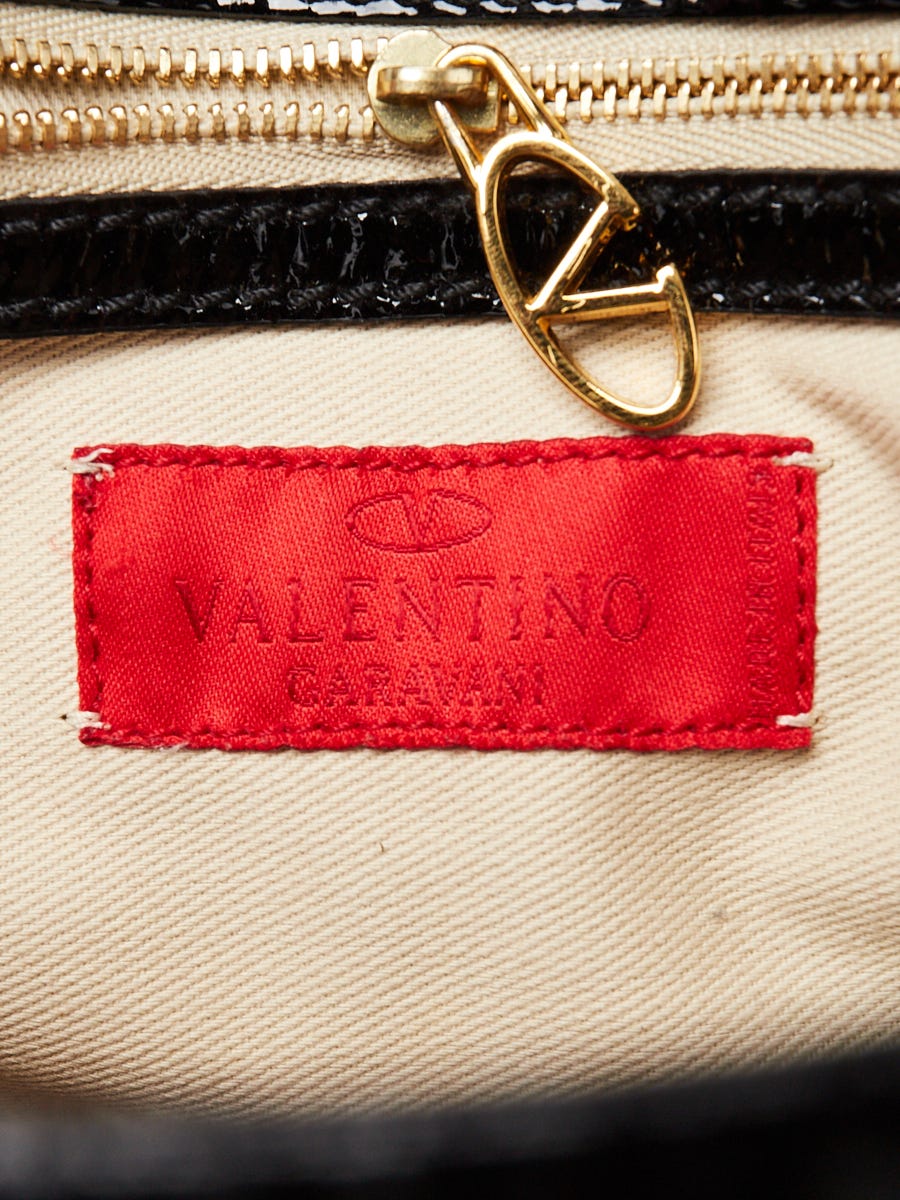 Valentino Garavani Black Patent Leather and Crystal Catch Satchel