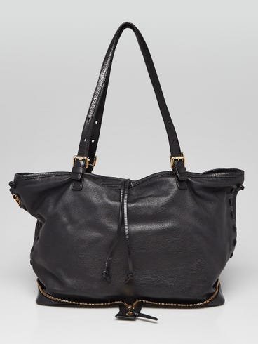 Chloe Black Leather Ellen Moyen Tote Bag