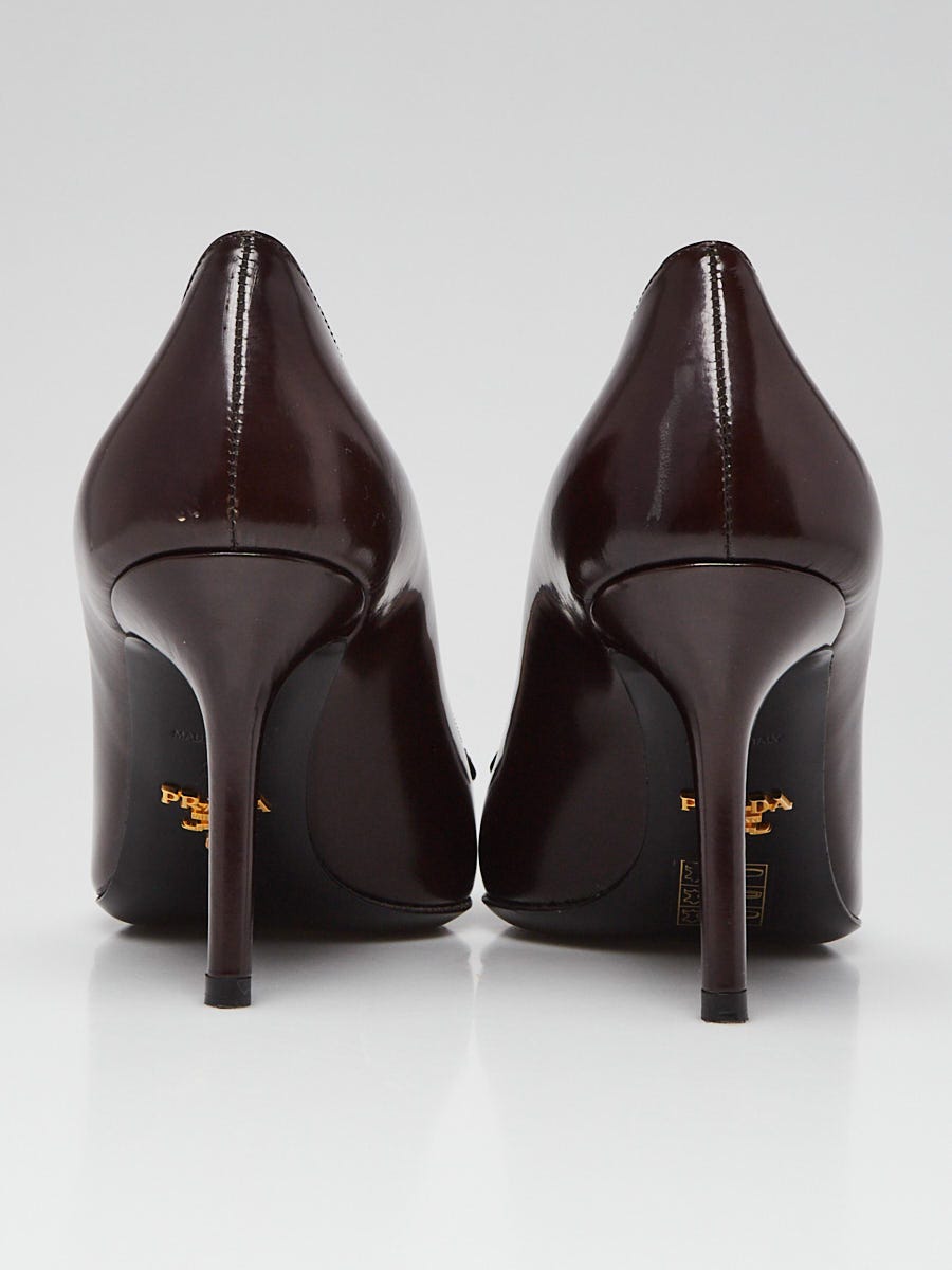 Prada Brown Leather Pointed Toe Tassel Pumps Size 6.5/37 | Yoogi's