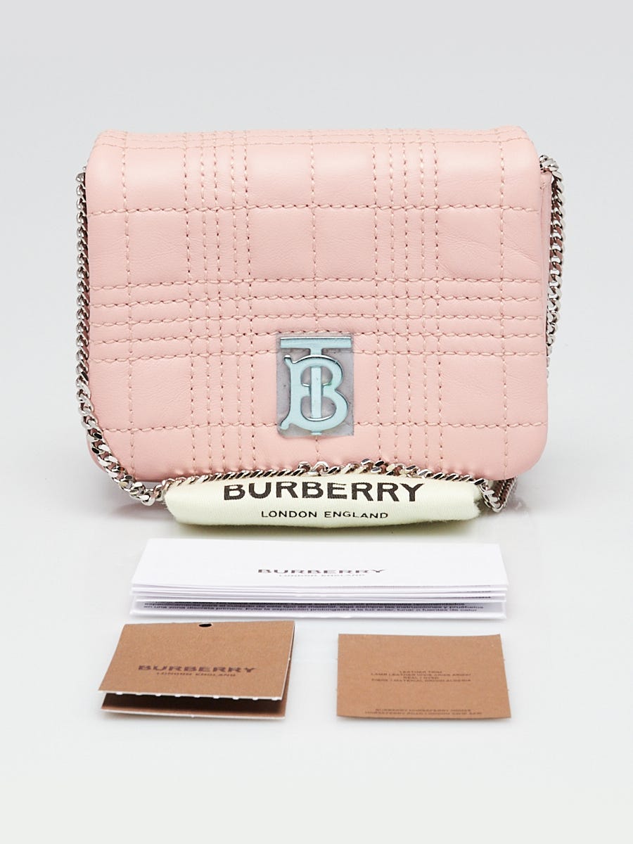 Burberry Pink Quilted Lambskin Leather Micro Lola Flap Bag