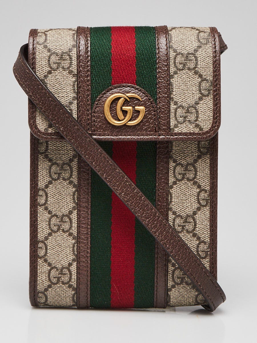 Gucci Beige/Ebony GG Supreme Ophidia Mini Crossbody Flap Bag