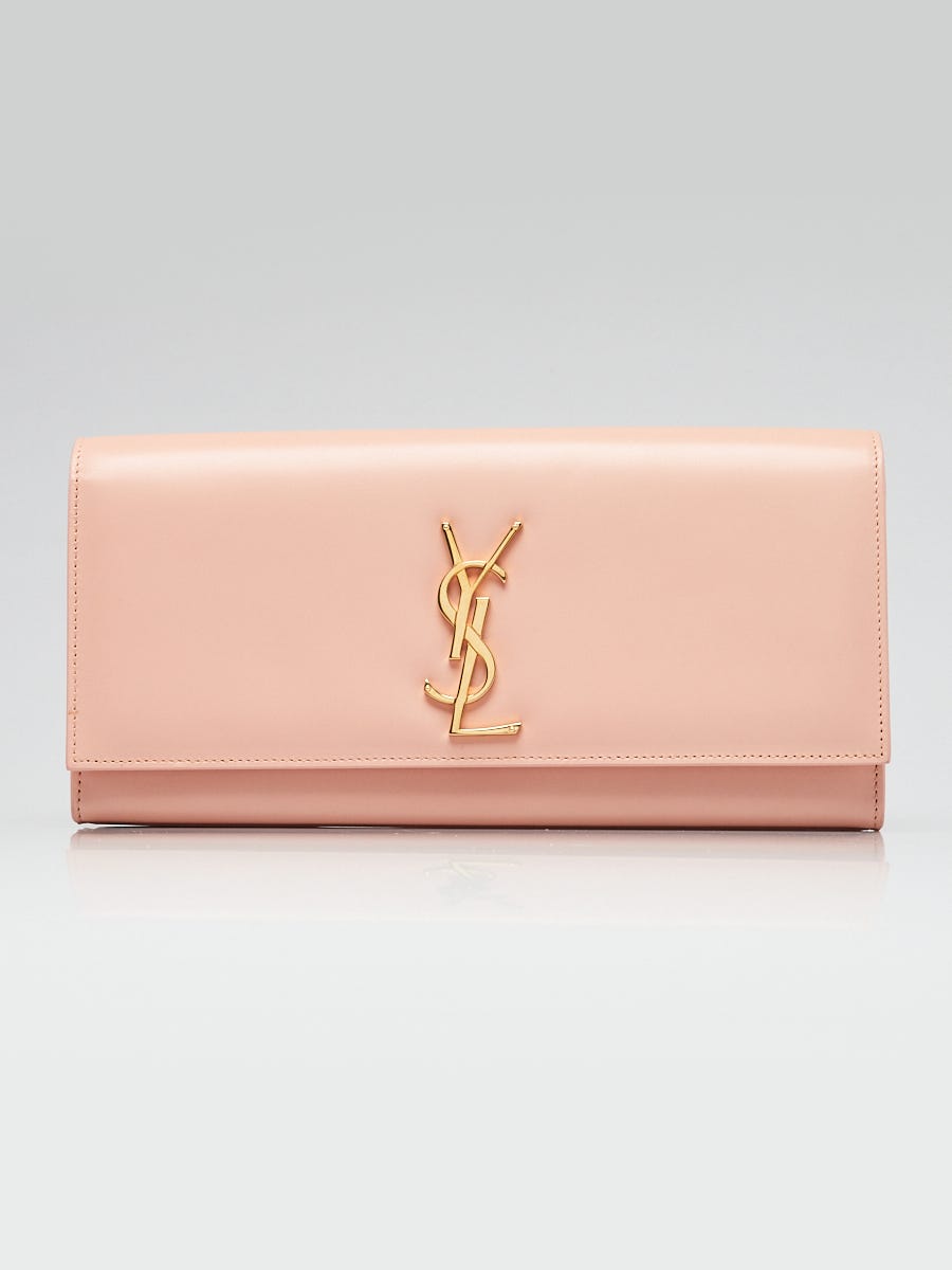 Yves Saint Laurent Light Pink Smooth Leather Cassandre Clutch Bag 