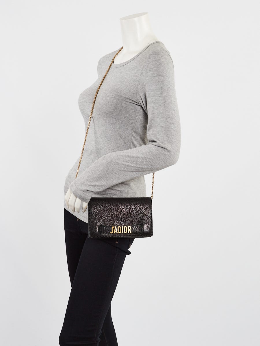 Christian Dior Black Pebbled Calfskin Leather J'ADIOR Wallet on