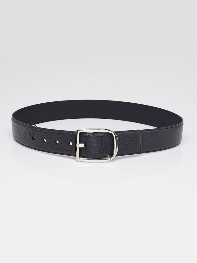 Gucci Dark Blue Pebbled Leather Belt Size 85/34