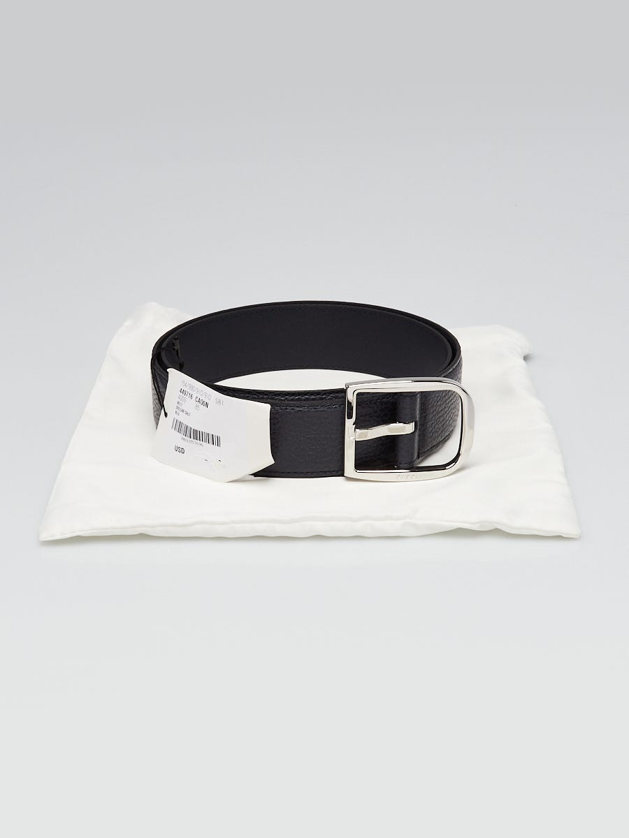 Gucci Dark Blue Pebbled Leather Belt Size 85/34 | Yoogi's Closet Gucci Dark Blue Pebbled Leather Belt Size 85/34 | Yoogi's Closet