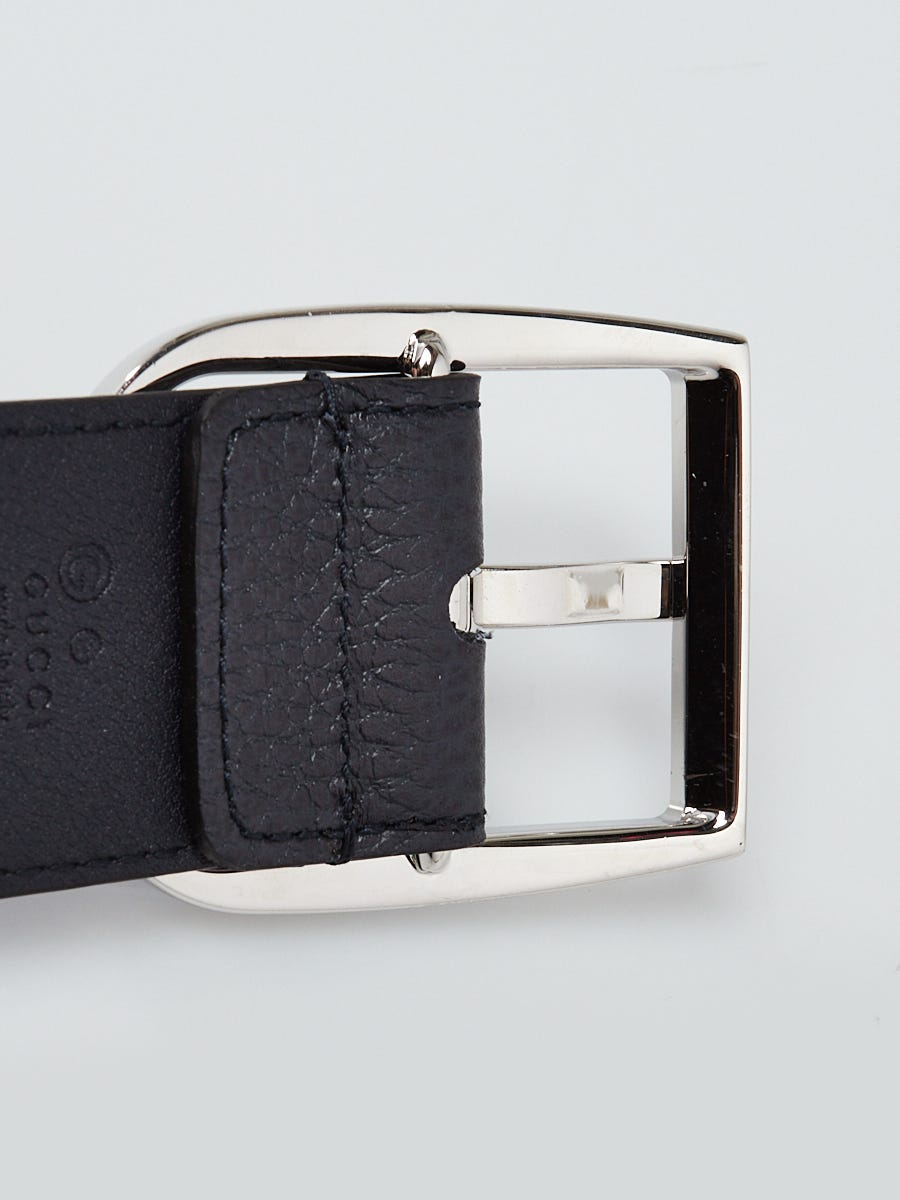 Gucci Dark Blue Pebbled Leather Belt Size 85/34 | Yoogi's Closet Gucci Dark Blue Pebbled Leather Belt Size 85/34 | Yoogi's Closet