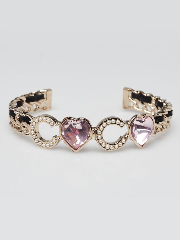 Chanel Goldtone Metal Chain Coco Crush Cuff Bracelet Size M