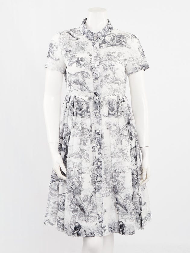 dior white shirt dress Dior-Logo Print Button-Down Shirt Dress LUXE LIVING FASHIONS
