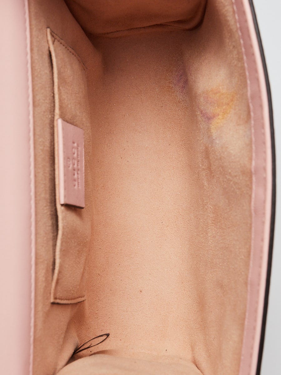Gucci Pink Leather Crystal Star Small Padlock Crossbody Bag