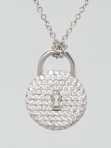 Tiffany
Co. Platinum and Diamond Round Lock Pendant