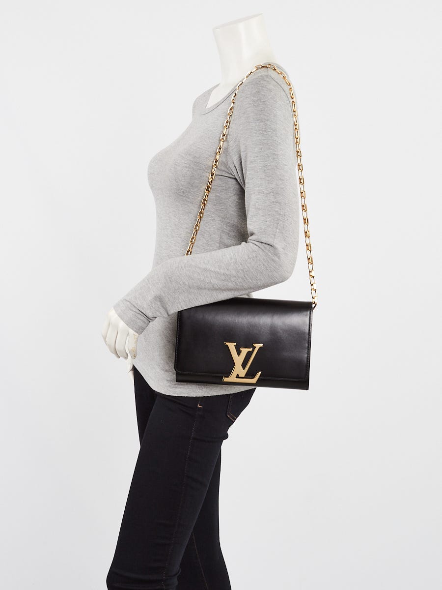 ☆LV☆入手困難☆上品 ショルダー＆クラッチBAG☆Louise☆ Louis Vuitton Black Calfskin Leather Chain Louise Clutch Bag