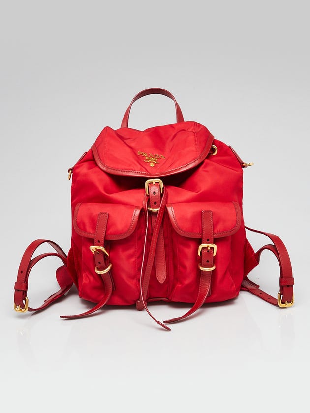 Prada Rosso Re-Nylon Small Backpack Bag - 1BZ677