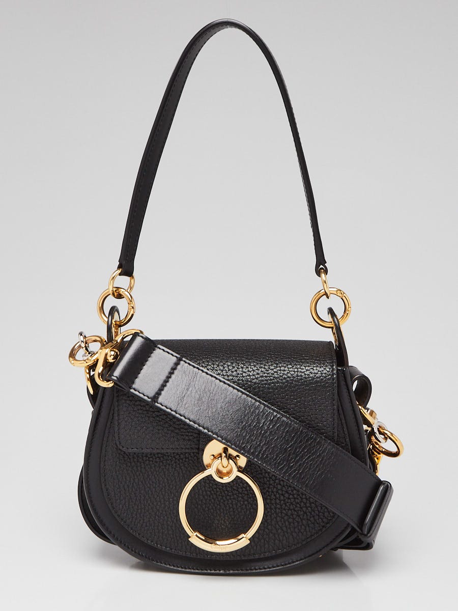 Chloe Black Pebbled Leather Tess Saddle Bag | Yoogi's Closet