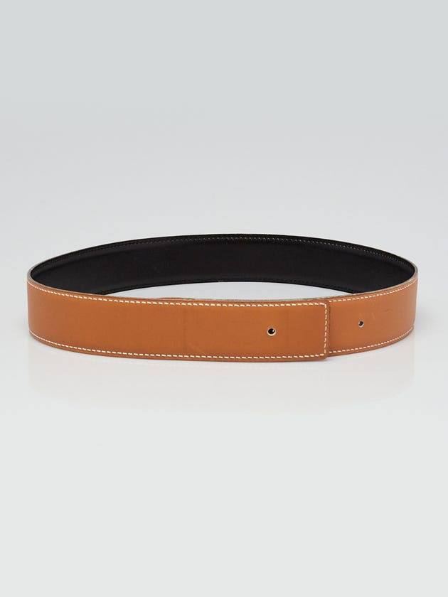 Hermes 32mm Gold/Black Box Leather Belt Strap Size 65