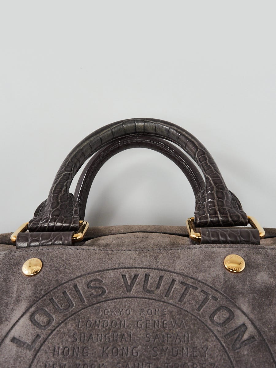 Louis Vuitton Limited Edition Grey Suede Havane Stamped Trunk GM