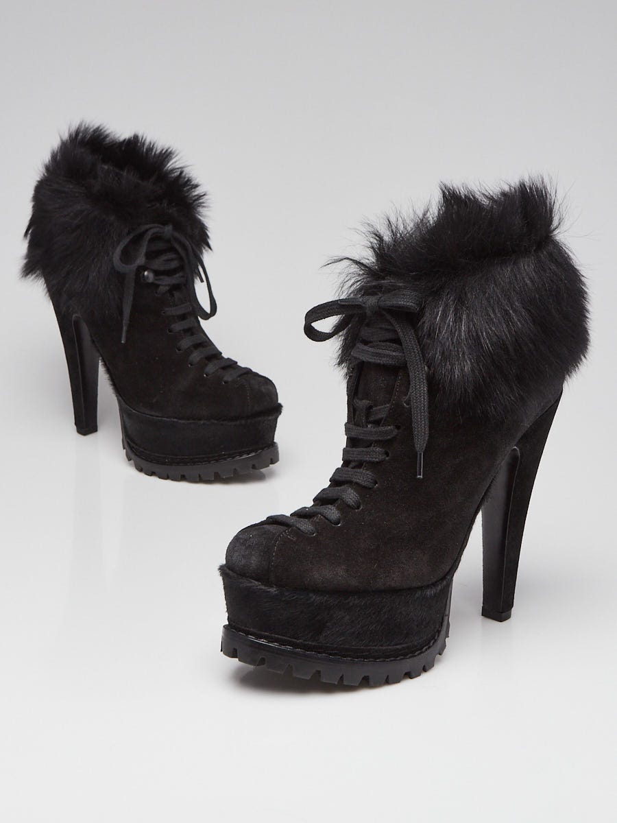 Prada suede platform booties online