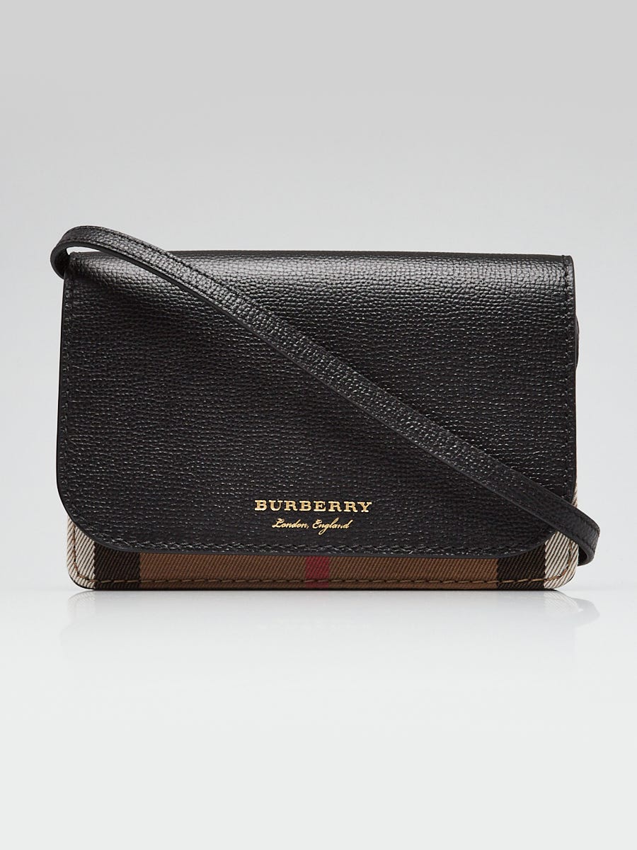 Burberry Black Leather House Check Canvas Derby Crossbody Bag Yoogi s Closet