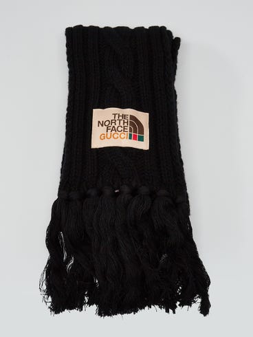 Gucci X The North Face Black Wool Cable Knit Scarf