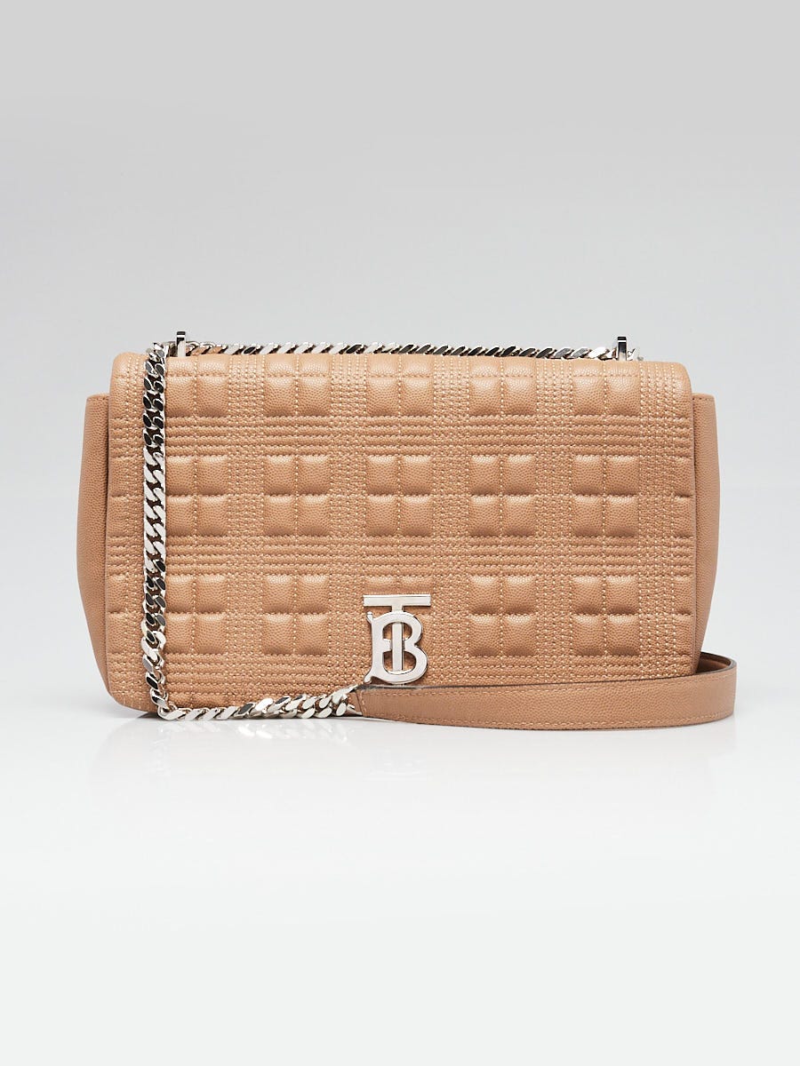 【関税&送料込】Burberry Beige Leather Glovers Burberry Beige Quilted Lambskin Leather Medium Lola Flap Bag