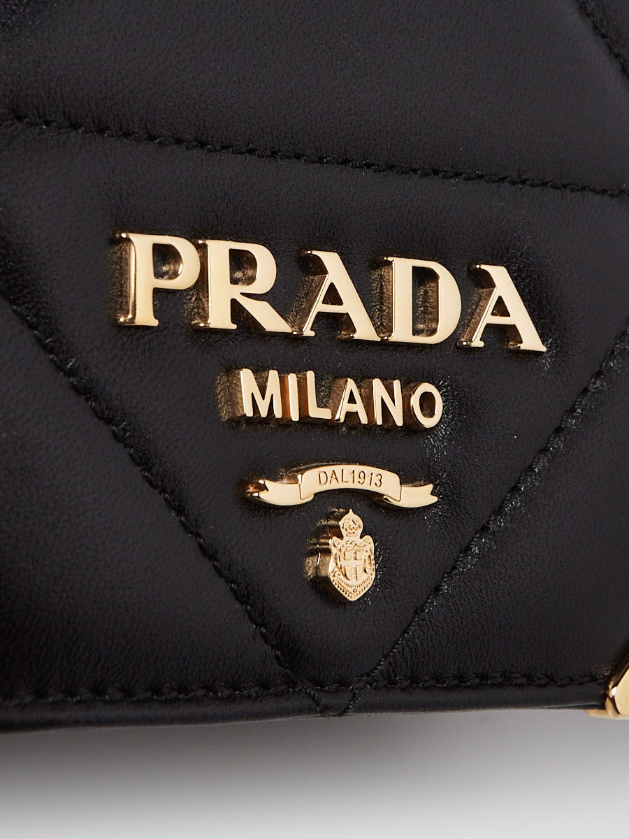 Prada Black Quilted Nappa Stitched Shoulder Bag 1BD333 | Yoogi's