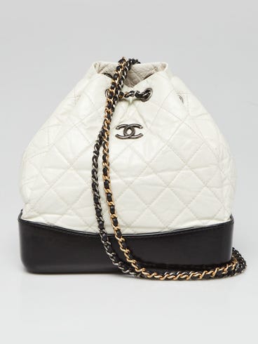 Chanel Black/White Quilted Leather Small Gabrielle Backpack Bag
