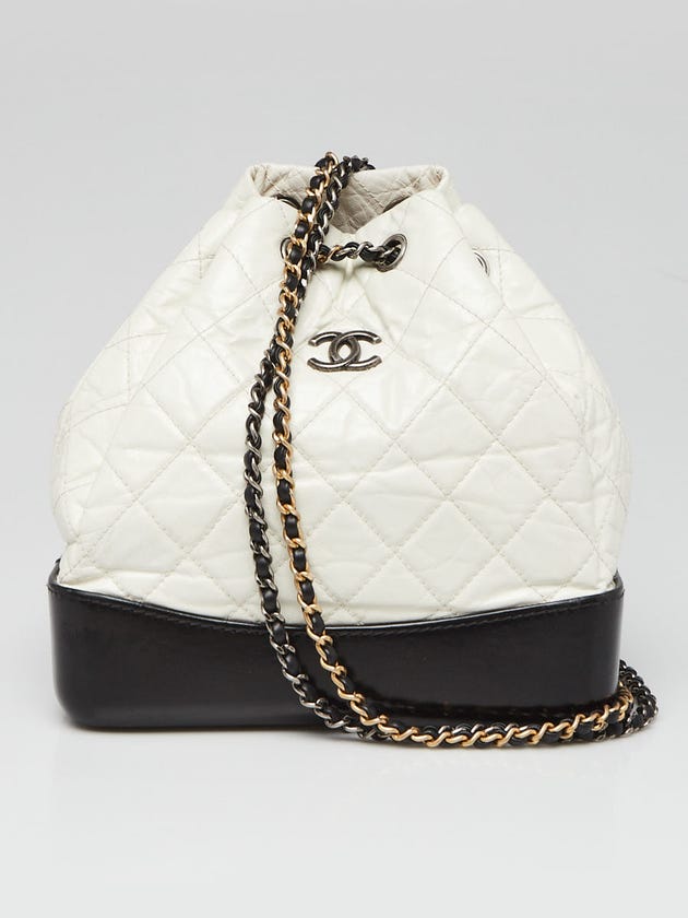 Chanel Black/White Quilted Leather Small Gabrielle Backpack Bag