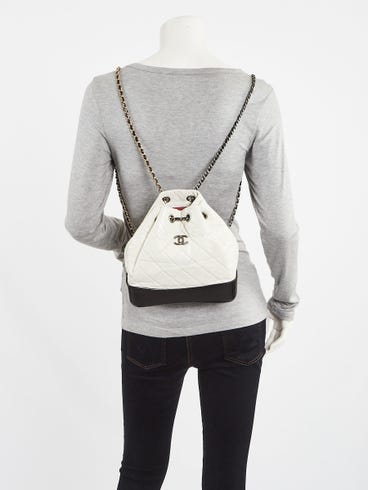 chanel gabrielle backpack mini Small Quilted Tweed PVC 25M tone metal Chanel Black/White Quilted Leather Small