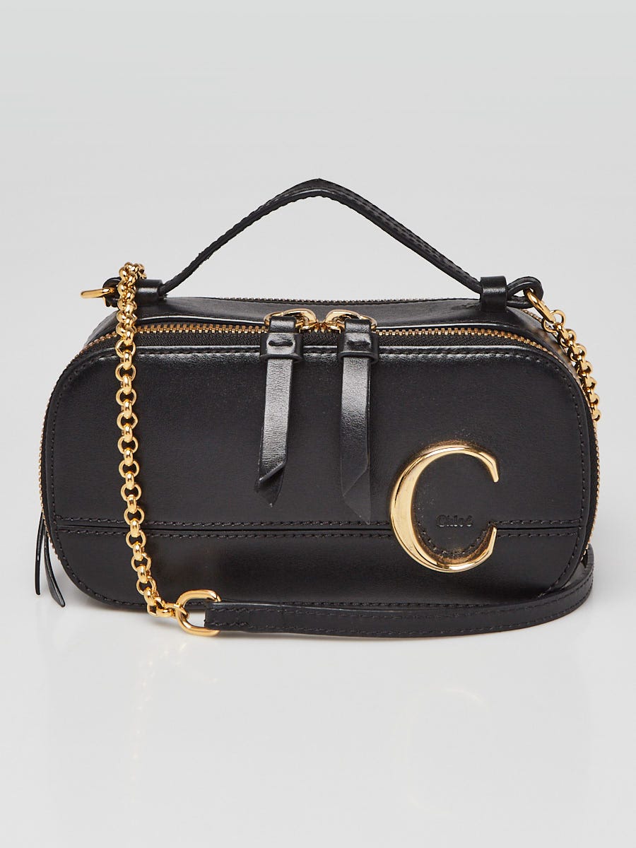 Chloe Black Leather C Mini Vanity Bag | Yoogi's Closet