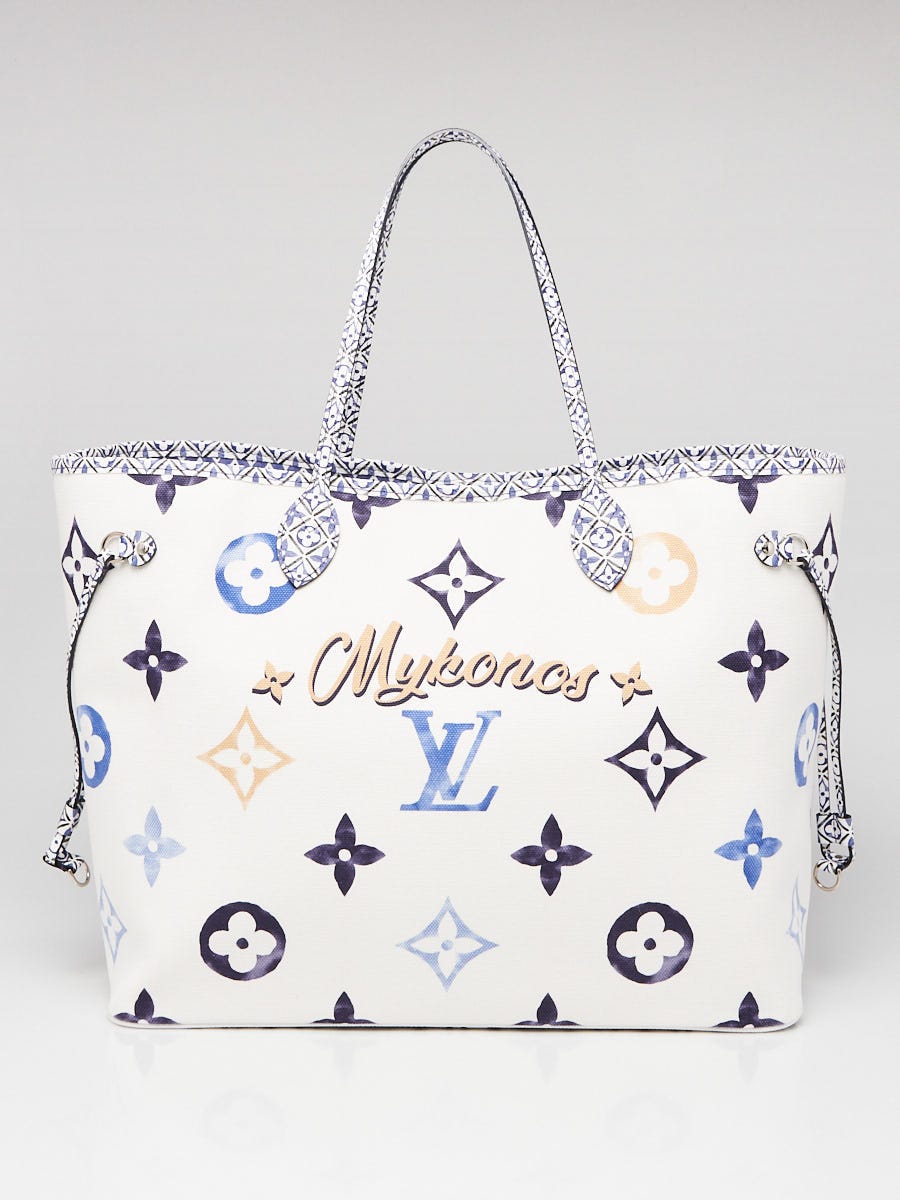 Louis Vuitton Resort Blue Monogram Giant Canvas By The Pool Mykonos Neverfull MM NM Bag w o Pouch Louis Vuitton Pochette Mask Monogram Canvas M50130 RvceShops s Closet