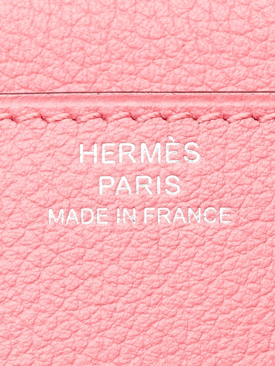 Hermes Rose Azalee Evercolor Leather Palladium Plated