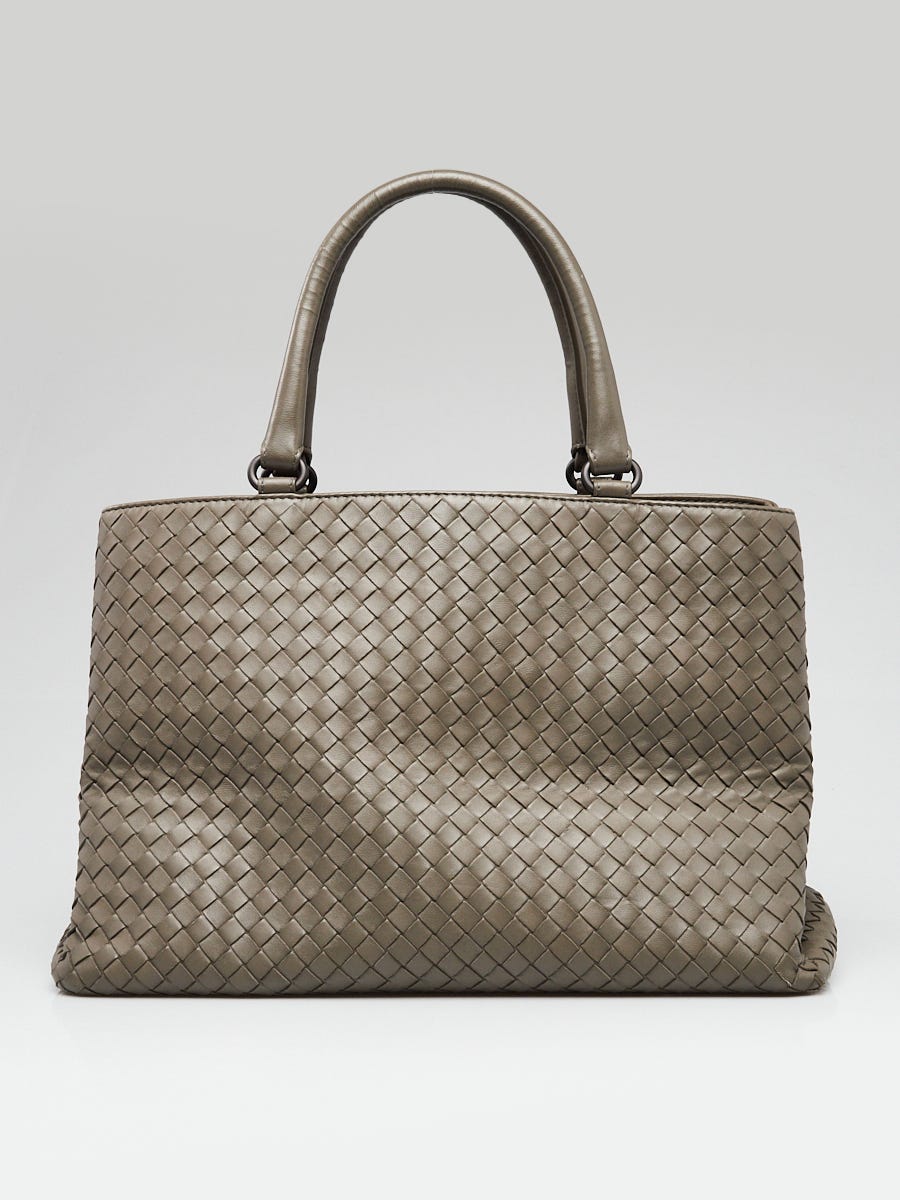 Bottega Veneta Grey Intrecciato Woven Nappa Leather Tote Bag