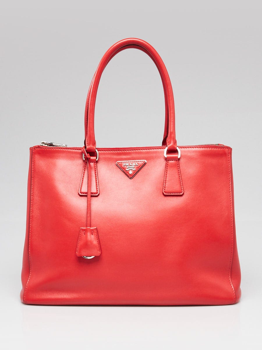 Prada Lacca City Calf Leather Medium Double Zip Tote Bag 1BA274