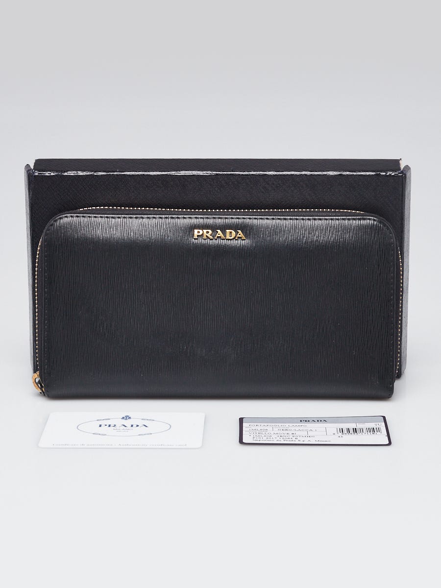 Prada Black Vitello Move Leather Zippy Wallet - 1ML506 | Yoogi's