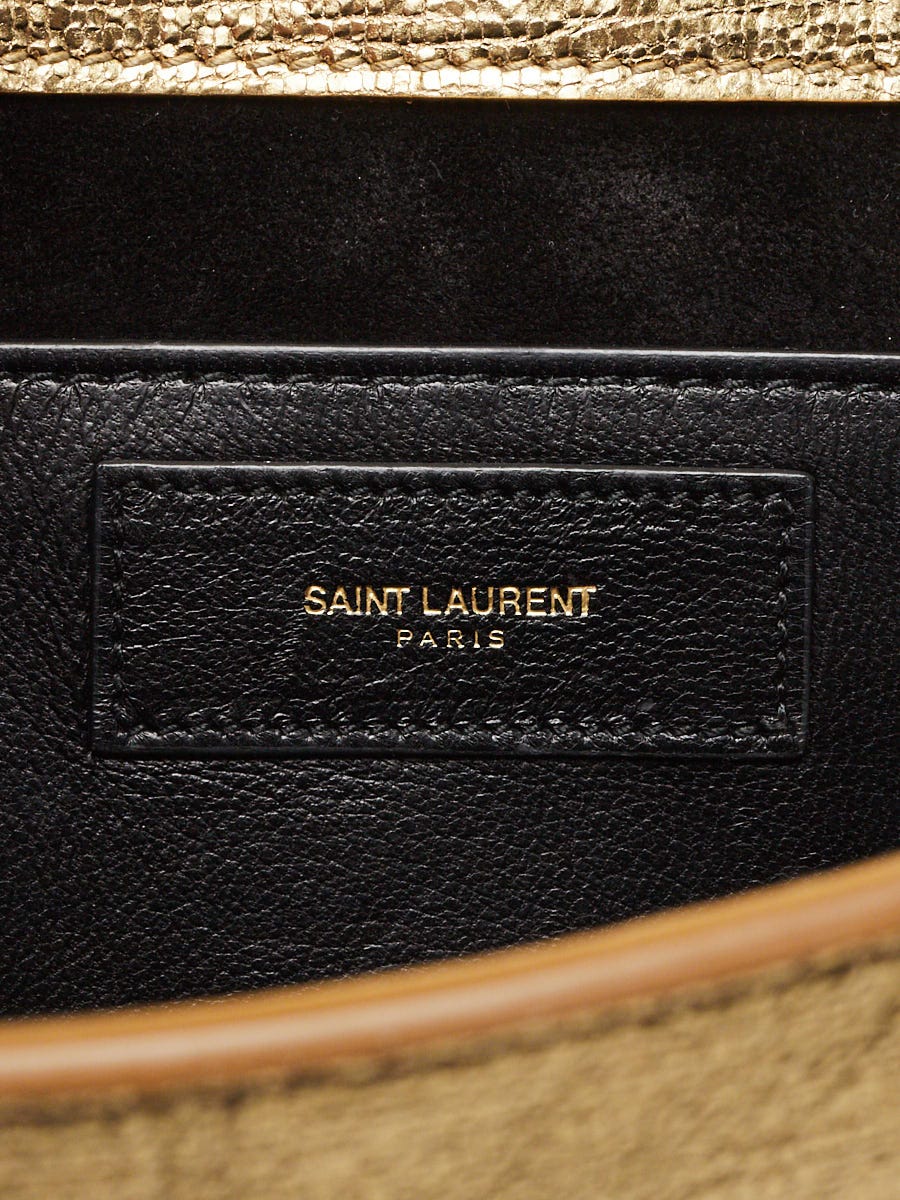 Yves Saint Lauren Gold Textured Leather Small Betty Flap Bag