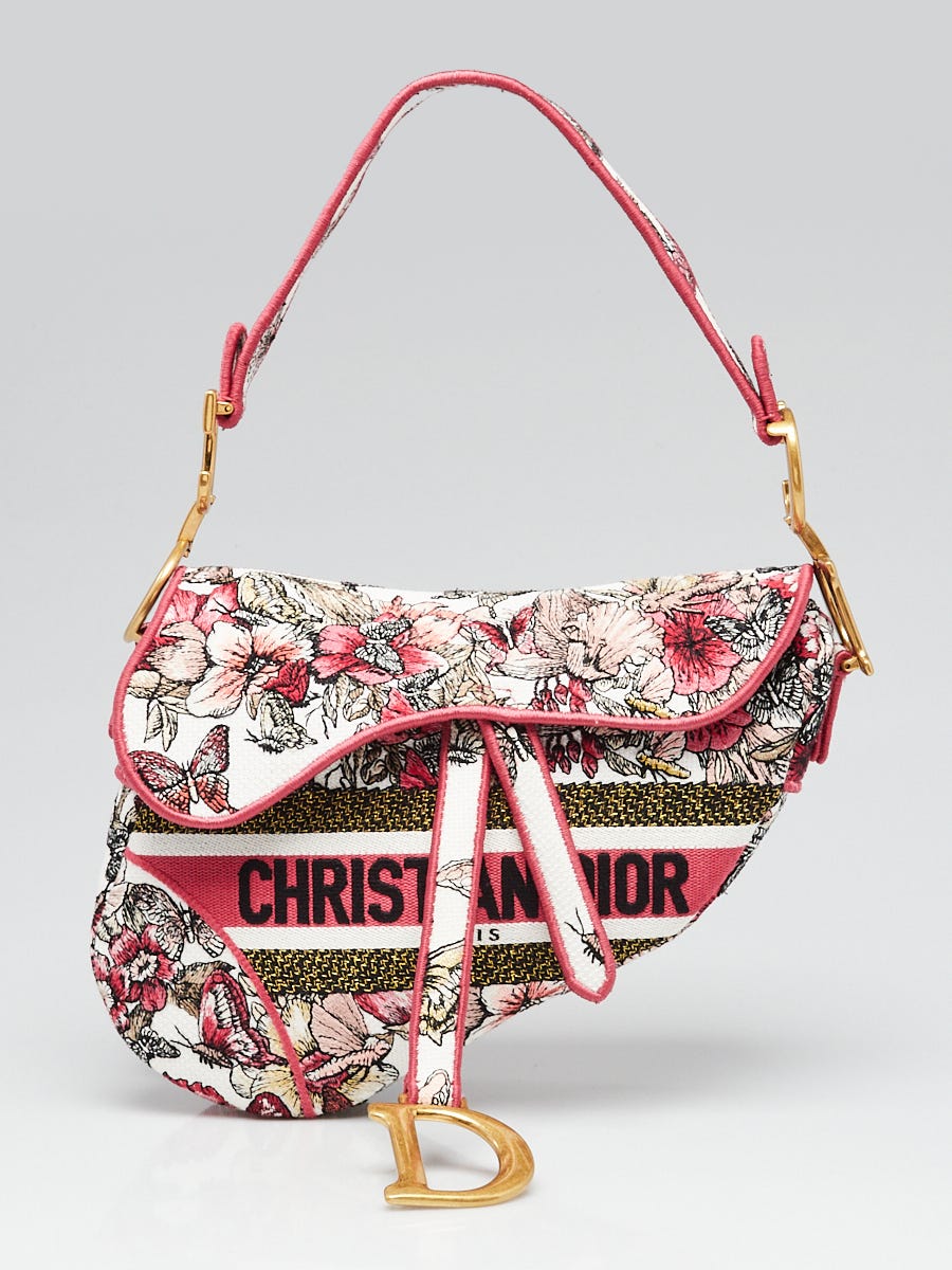 Christian Dior Pink Embroidered Canvas Butterfly Saddle Bag Yoogi s Closet