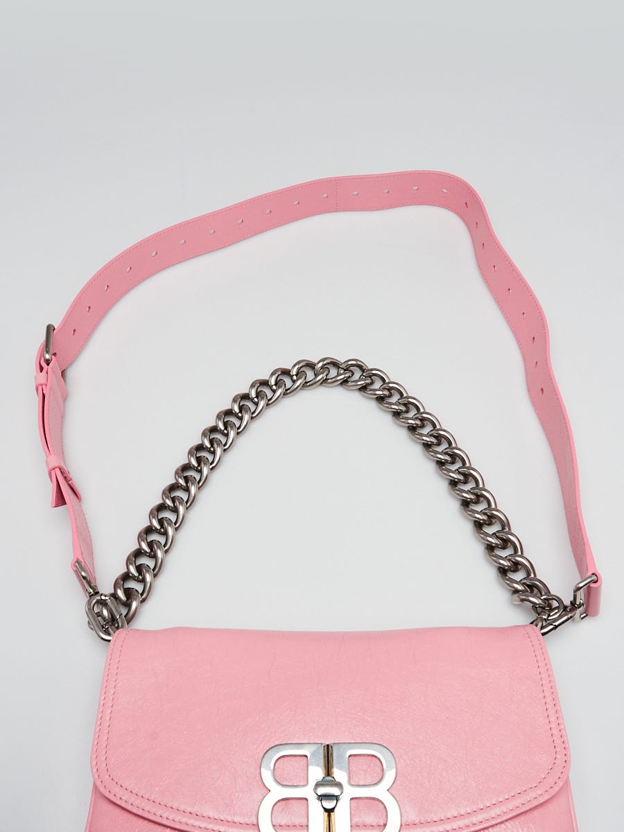 Balenciaga Sweet Pink Leather BB Soft Flap Small Crossbody