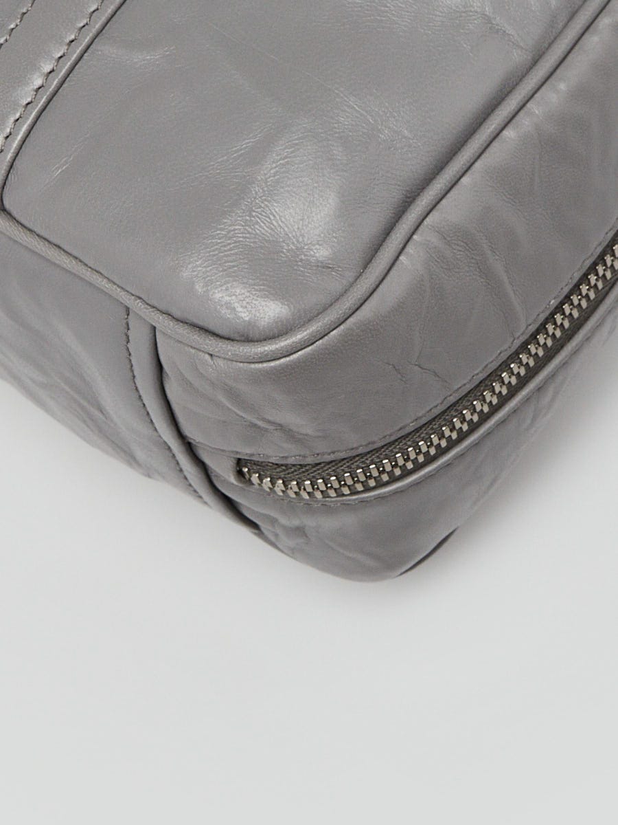 Prada Slate Grey Antique Nappa Leather Small Top Handle Crossbody