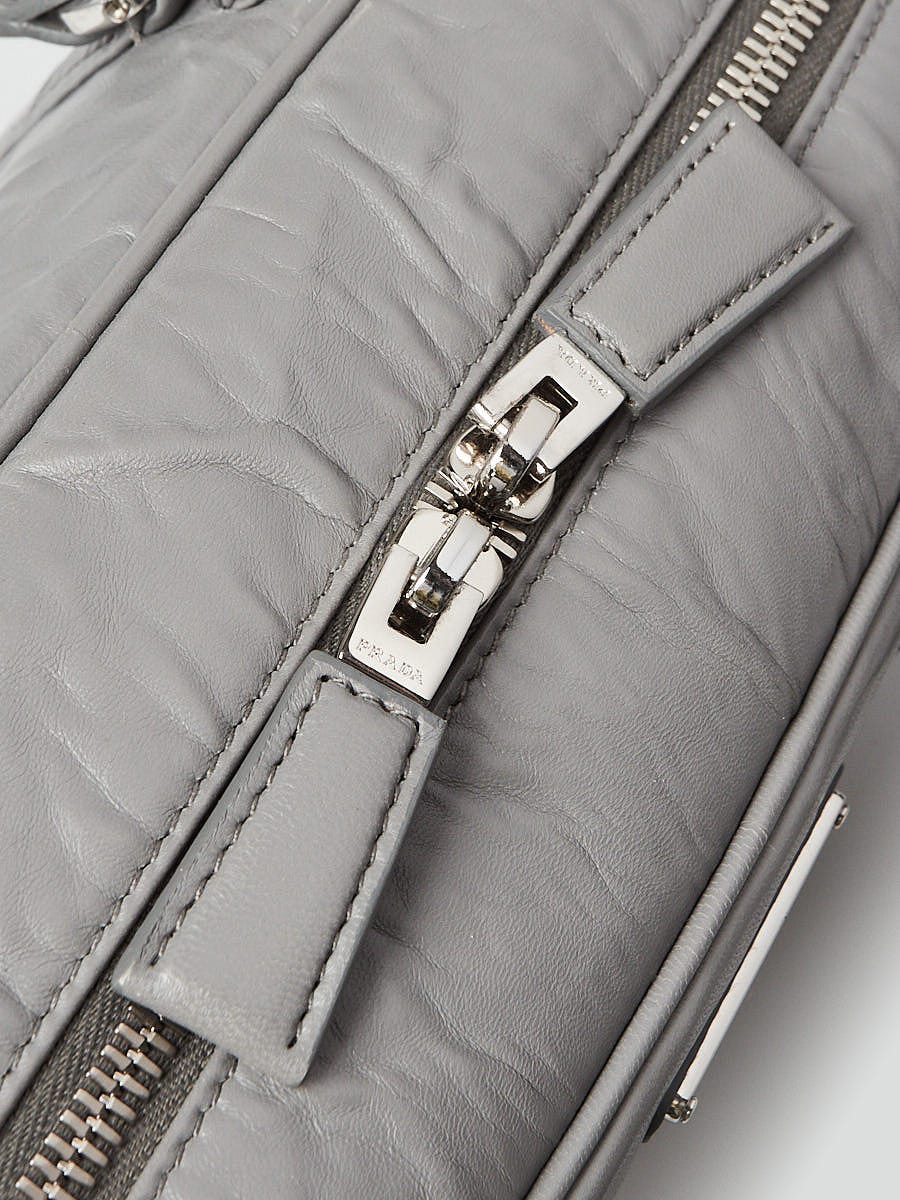 Prada Slate Grey Antique Nappa Leather Small Top Handle Crossbody