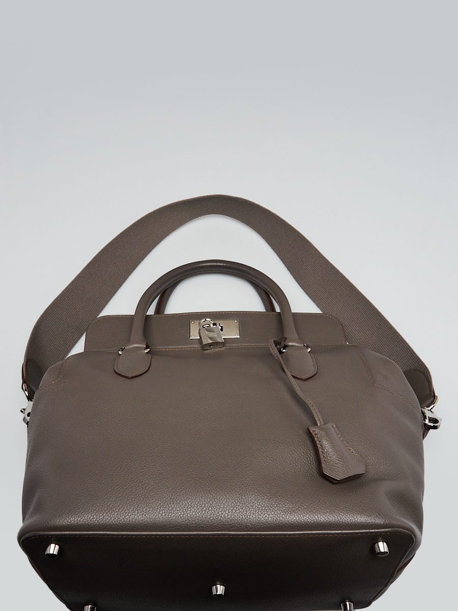 Hermes 26cm Etain Swift Leather Palladium Plated Toolbox Bag