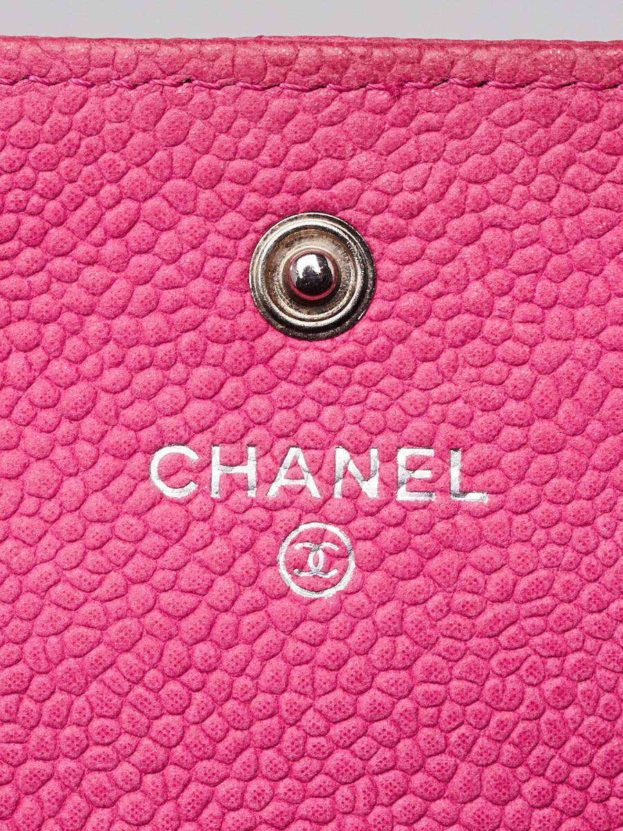 Chanel Pink Quilted Matte Caviar Leather L Gusset Flap Wallet 