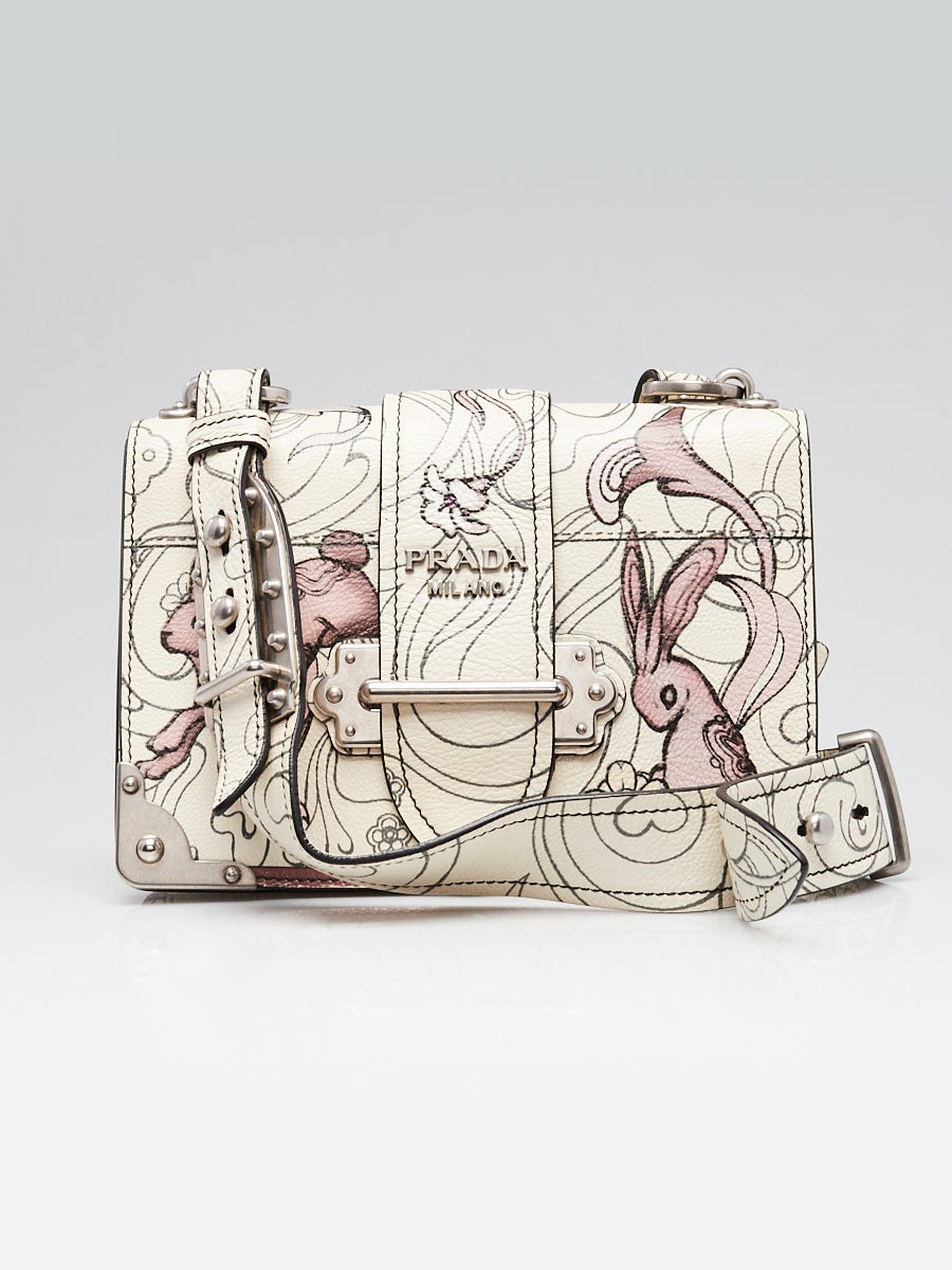 Prada Limited Edition Multicolor Rabbit Print Glace Calfskin Leather Cahier Bag Yoogi s Closet