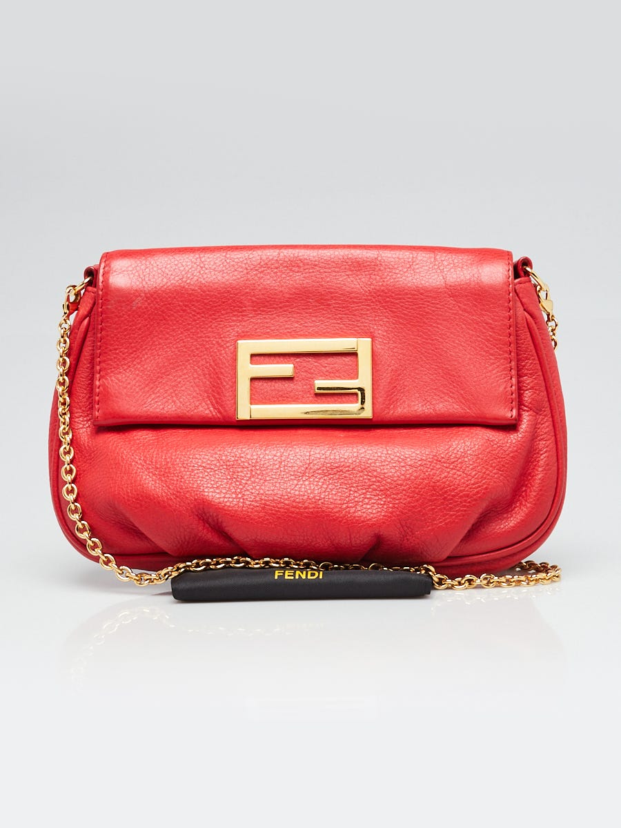 Fendi Red Leather Fendista Pochette Crossbody Bag 8M0276 | Yoogi's